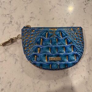 Brahmin Vibrant Blue Embossed Pouch